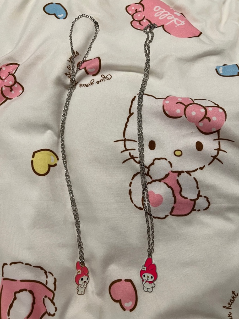 Hello Kitty Silver Tone Necklace with Pink Character Pendant